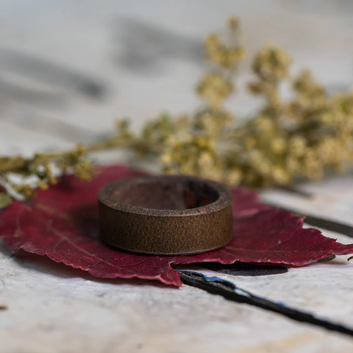 Clean Leather Ring | Dark Olive