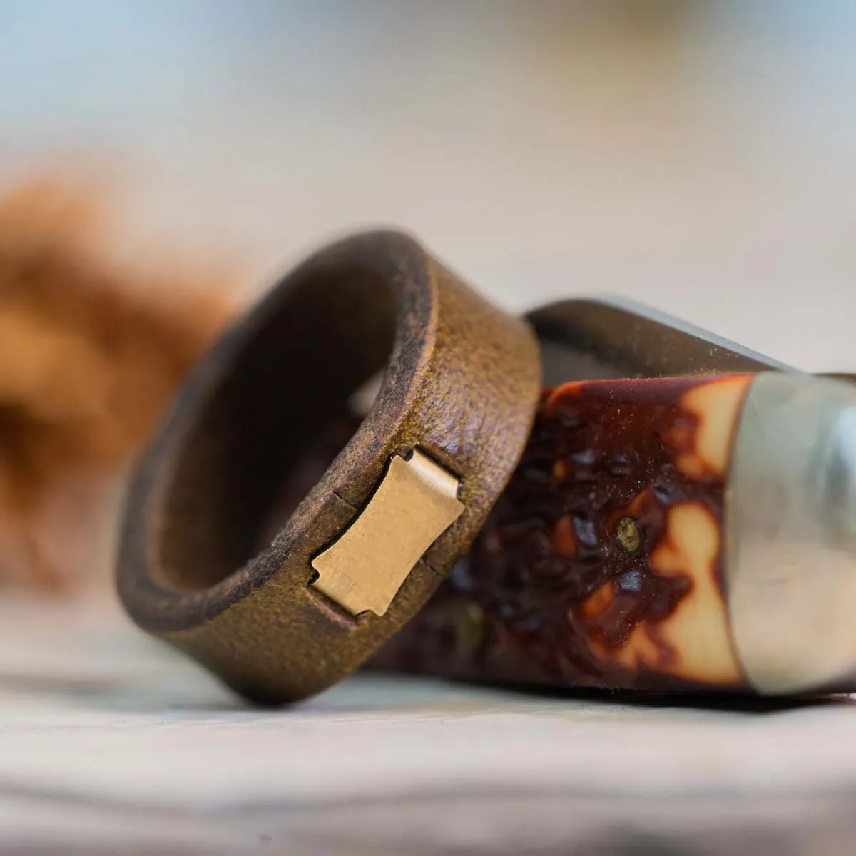 Clean Leather Ring | Dark Olive