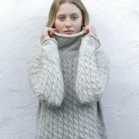 Cloud, Cable Funnel Neck Sweater Cloud, Cable Funnel Neck Sweater
