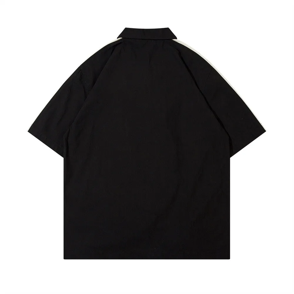 Colo Block | Oversized Zip-Up Polo T Shirt
