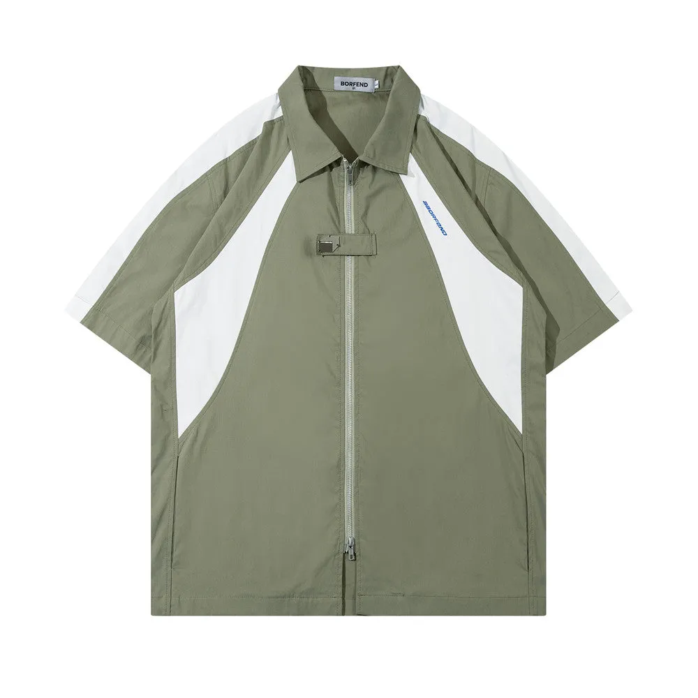 Colo Block | Oversized Zip-Up Polo T Shirt