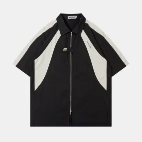 Colo Block | Oversized Zip-Up Polo T Shirt Colo Block | Oversized Zip-Up Polo T Shirt