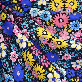 Colorful Packed Floral Rayon Challis Black/Multi Colorful Packed Floral Rayon Challis Black/Multi