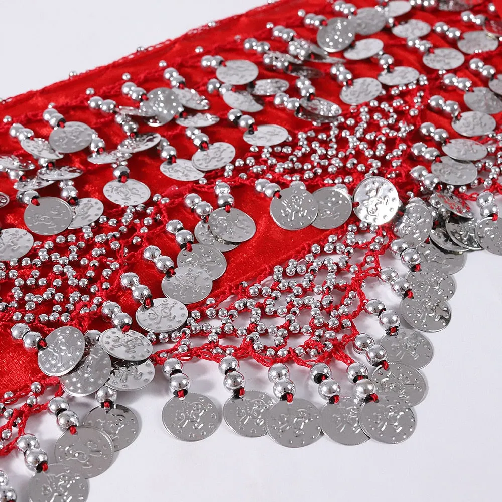 Dancewear Clothing Triangle Hip Scarf Colorful Rhinestone Adjustable Belly Dance