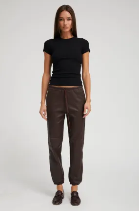 Dark Chocolate Leather Drawstring Sweatpants Dark Chocolate Leather Drawstring Sweatpants