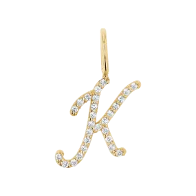 Diamond Script Letter Charm Diamond Script Letter Charm