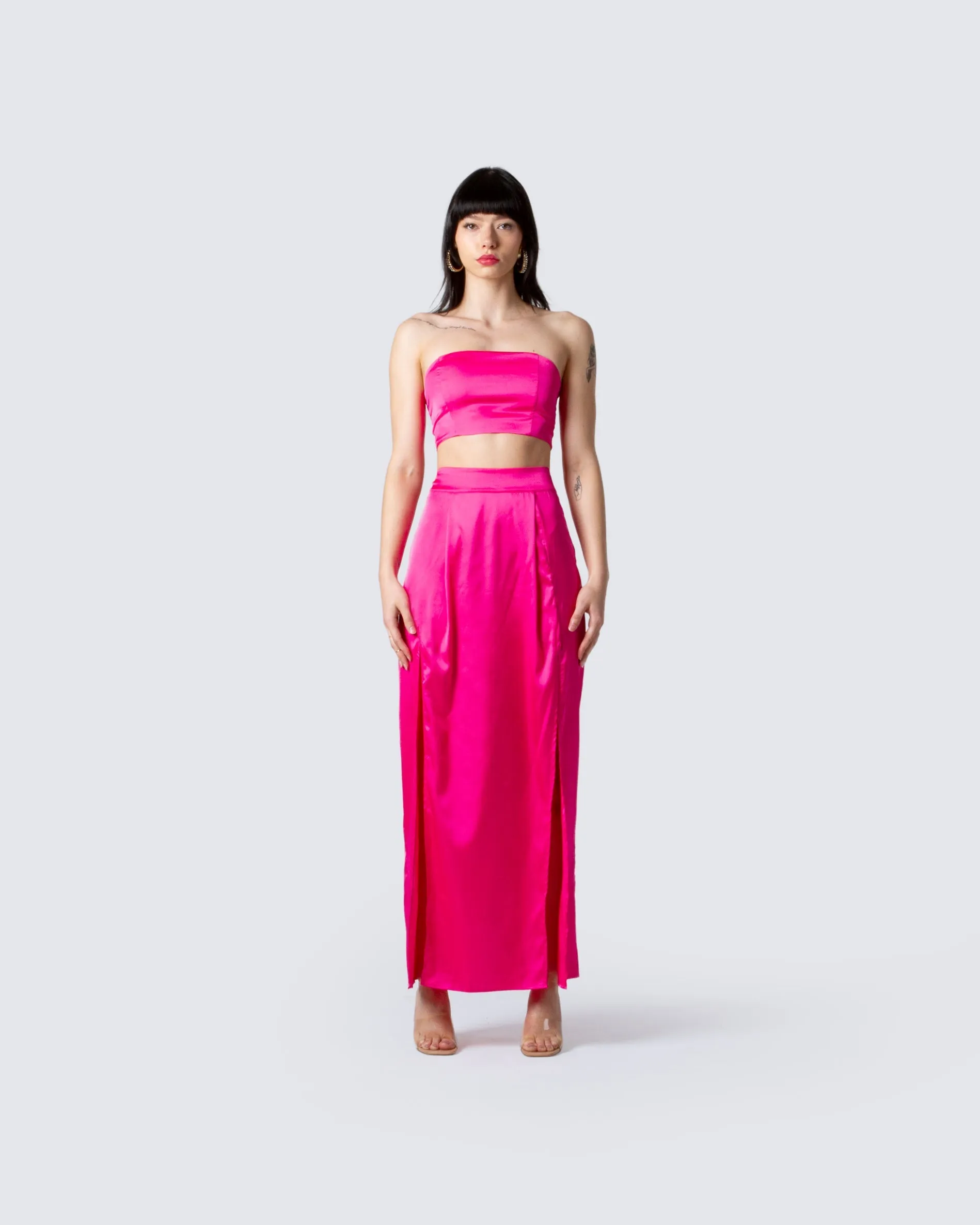 Diana Satin Pleated Maxi Skirt