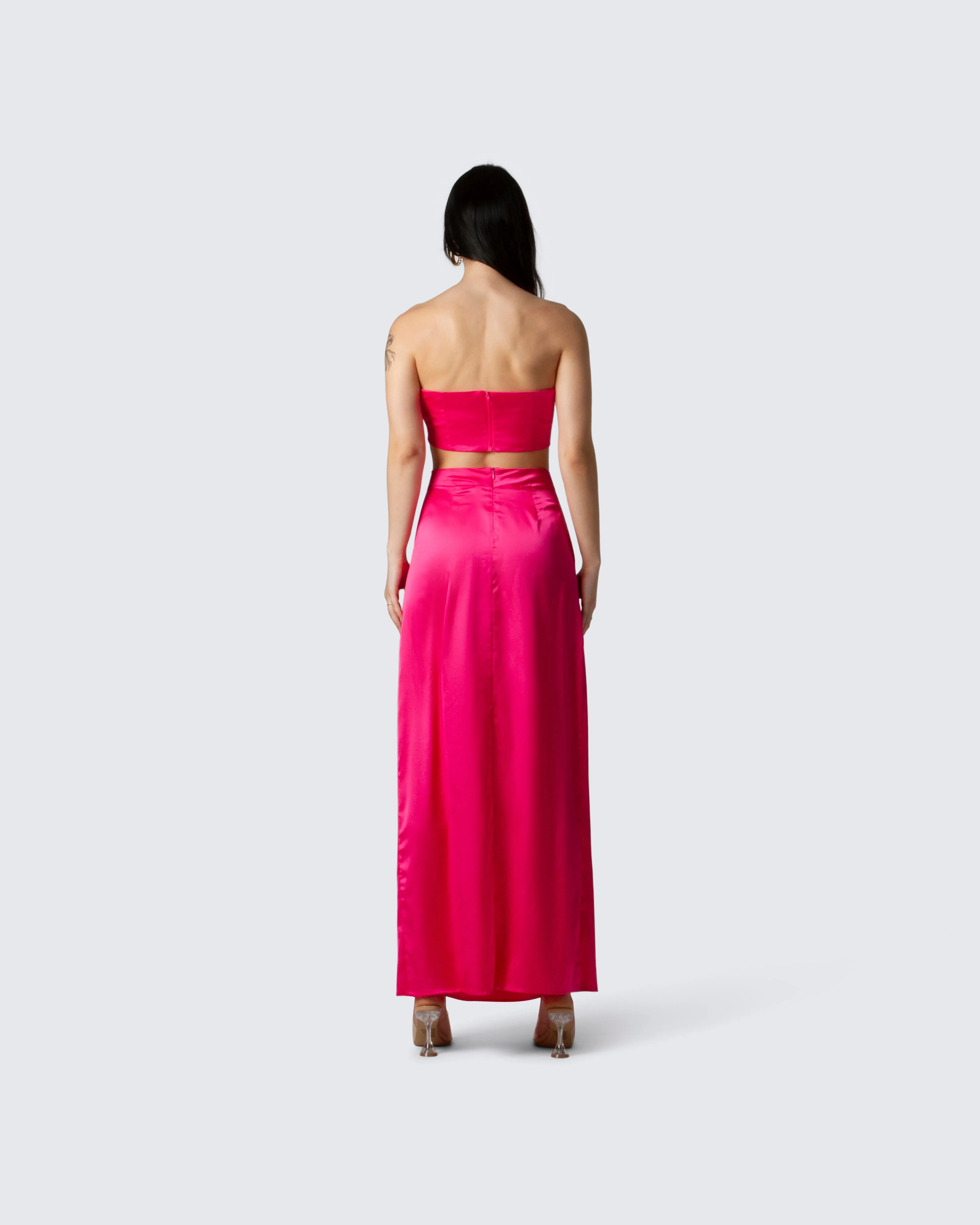 Diana Satin Pleated Maxi Skirt