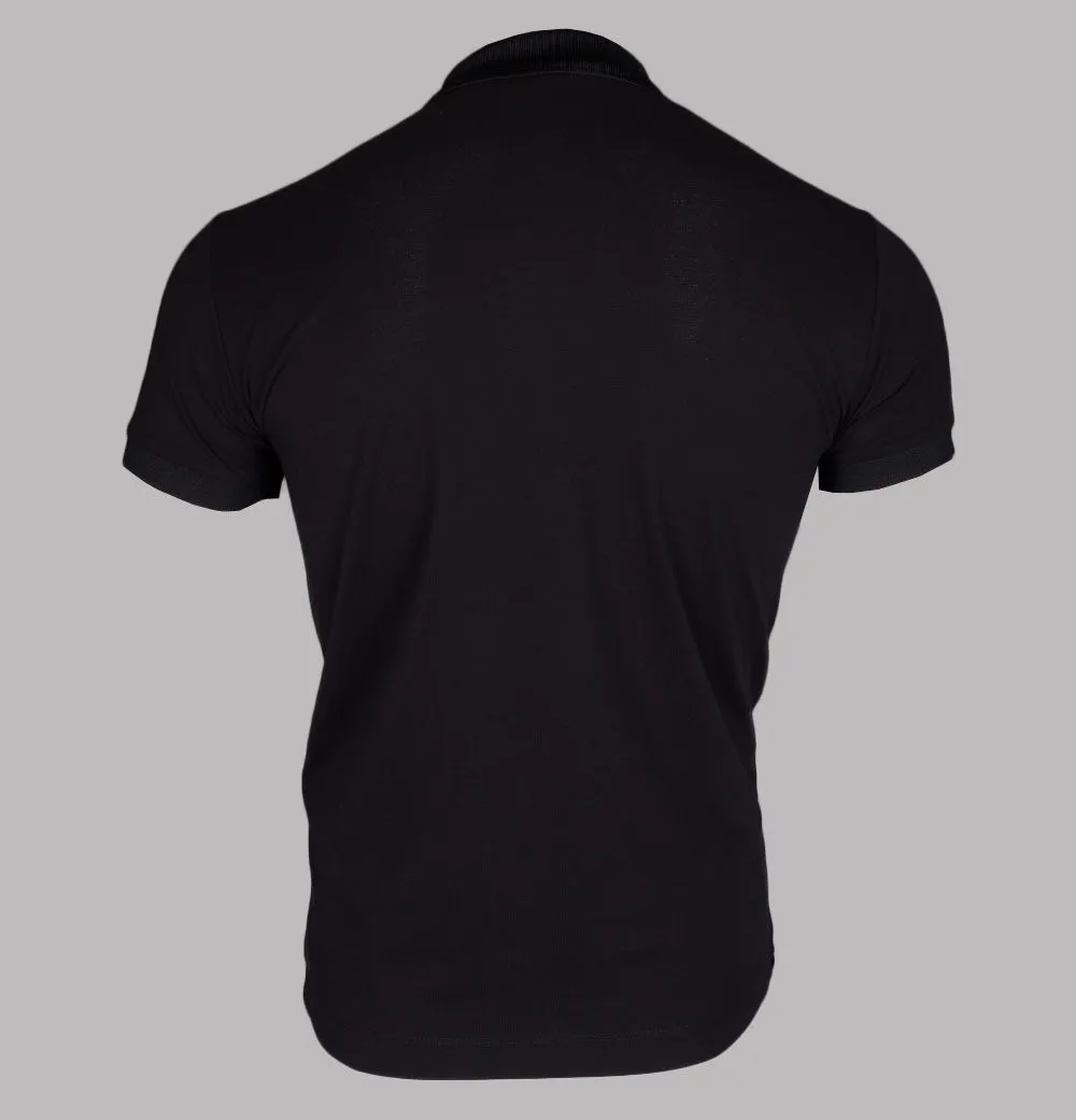 EA7 Gold Logo Pique Polo Shirt Black