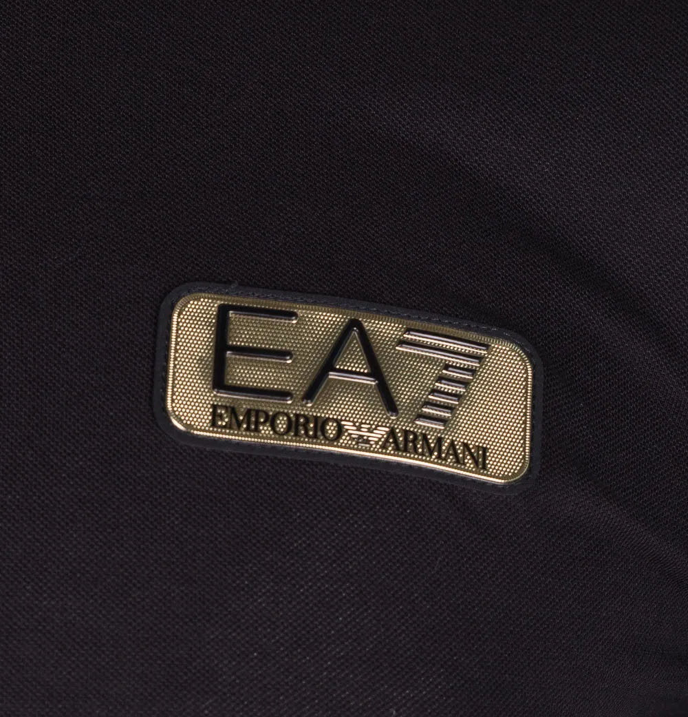 EA7 Gold Logo Pique Polo Shirt Black