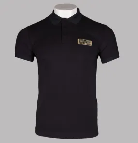EA7 Gold Logo Pique Polo Shirt Black EA7 Gold Logo Pique Polo Shirt Black