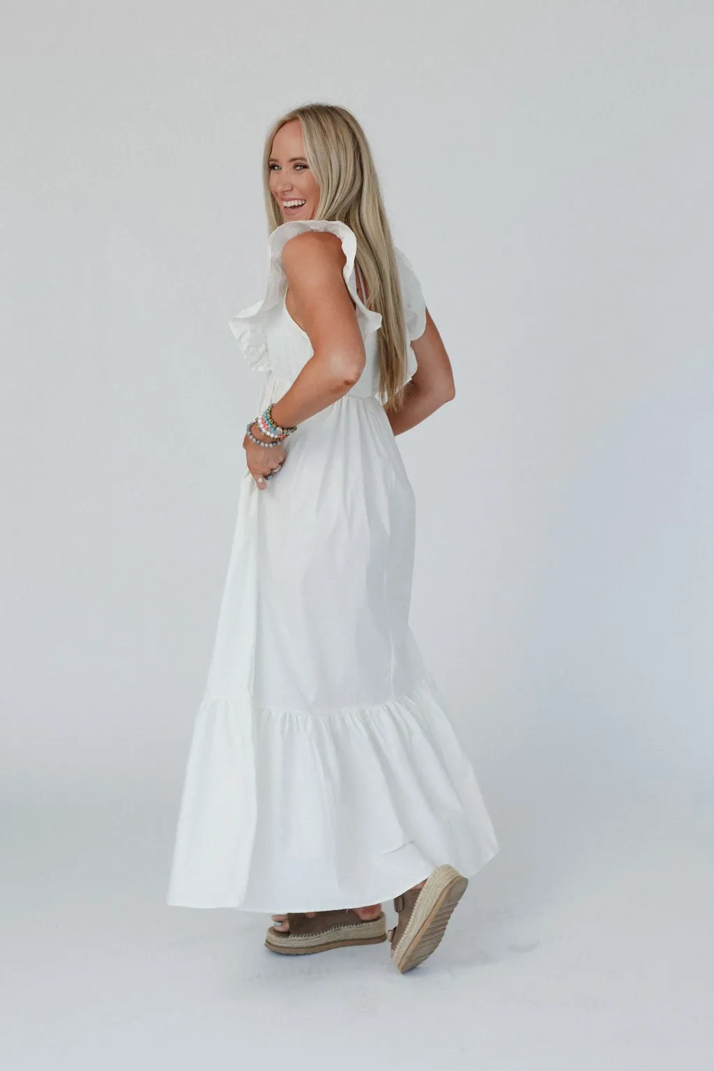Erin Tiered Maxi Dress - White