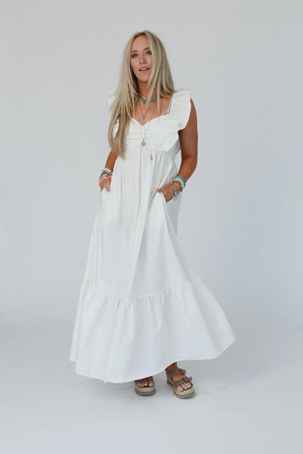Erin Tiered Maxi Dress - White