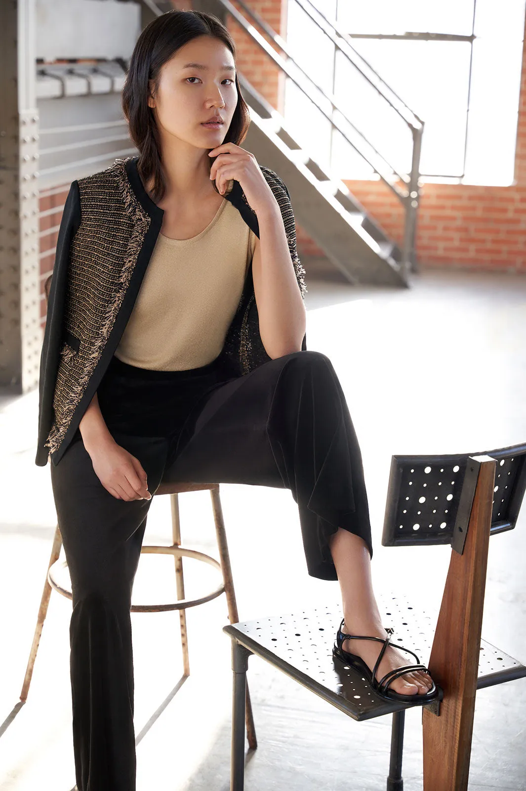 Eyelash Trim Jacket - Shimmer Tweed Knit