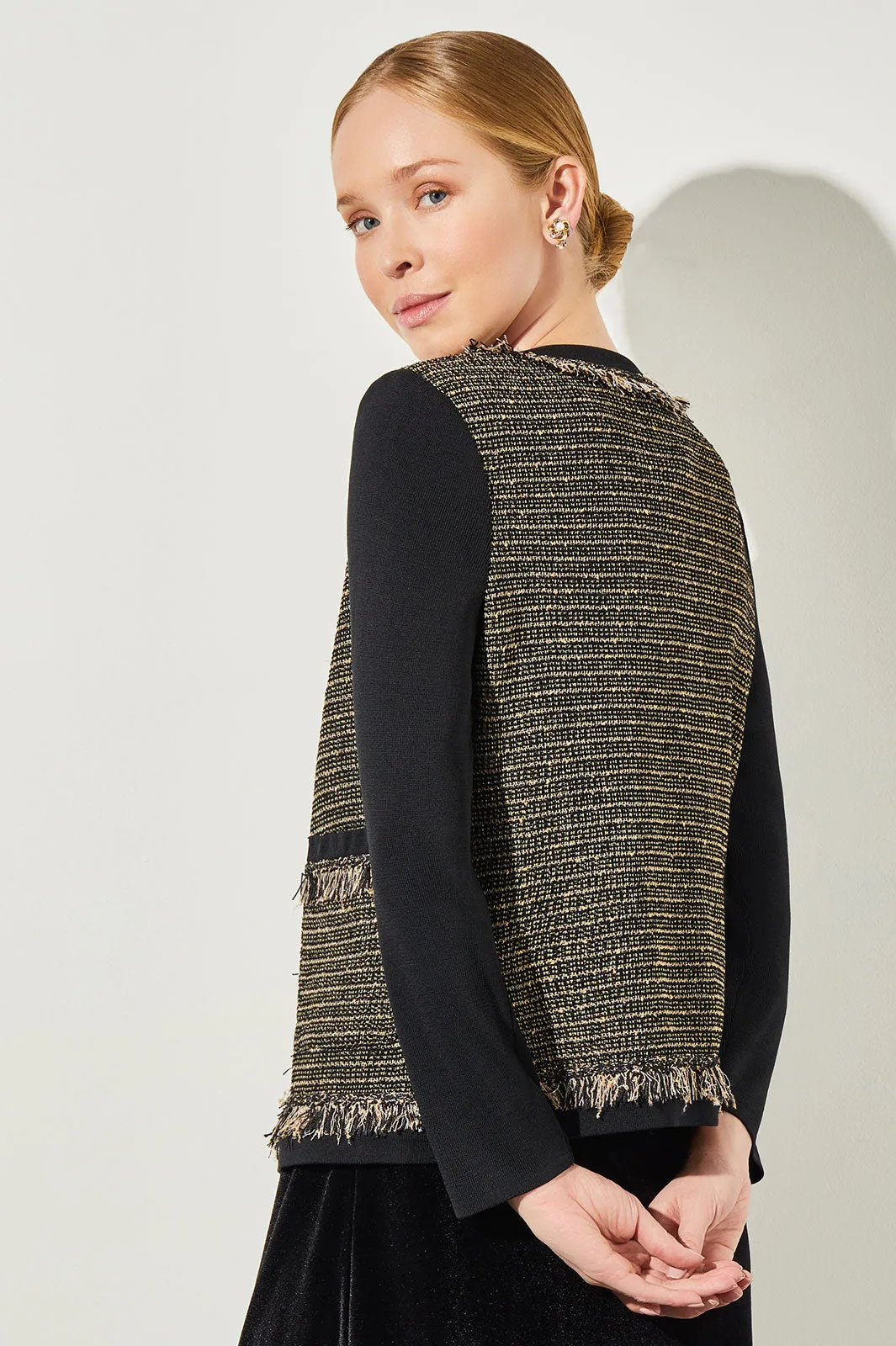 Eyelash Trim Jacket - Shimmer Tweed Knit