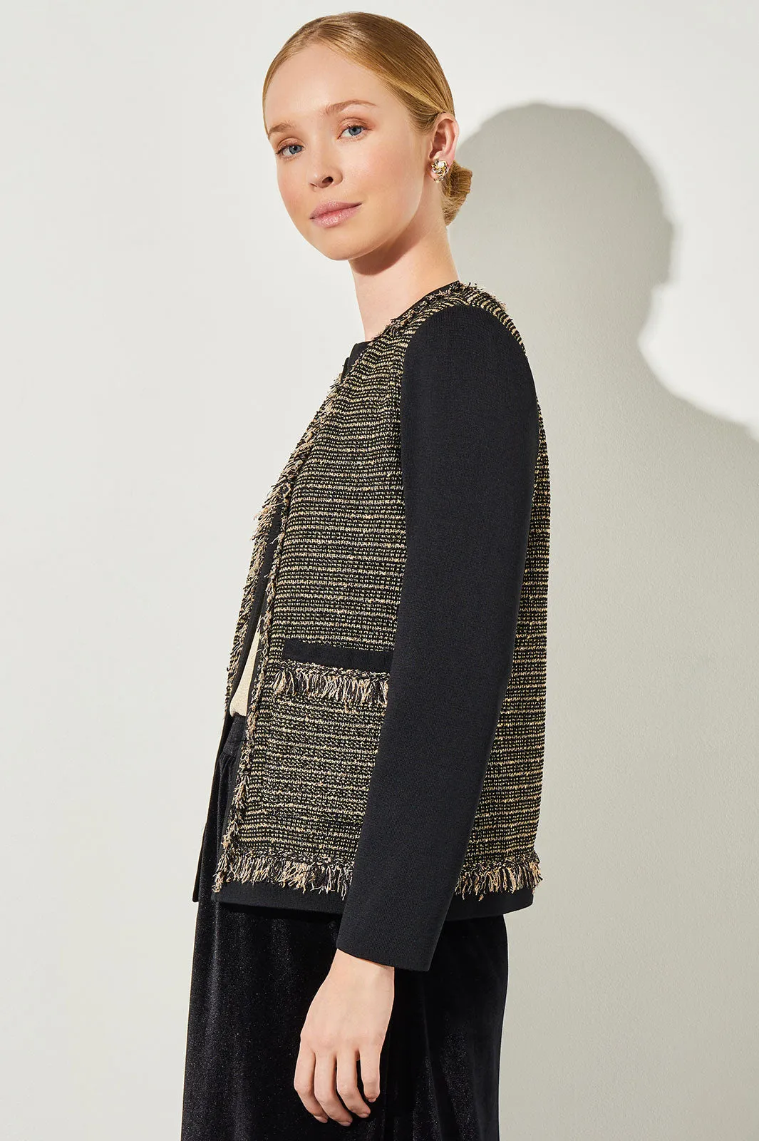 Eyelash Trim Jacket - Shimmer Tweed Knit