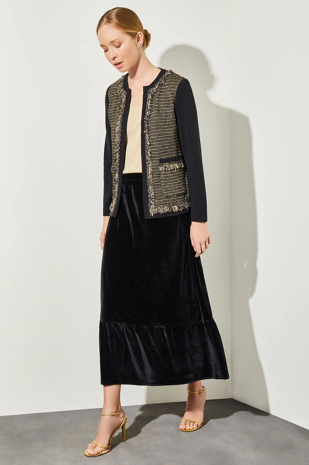 Eyelash Trim Jacket - Shimmer Tweed Knit