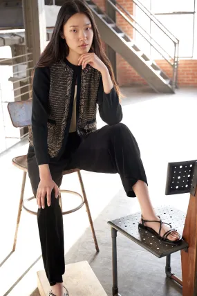 Eyelash Trim Jacket - Shimmer Tweed Knit