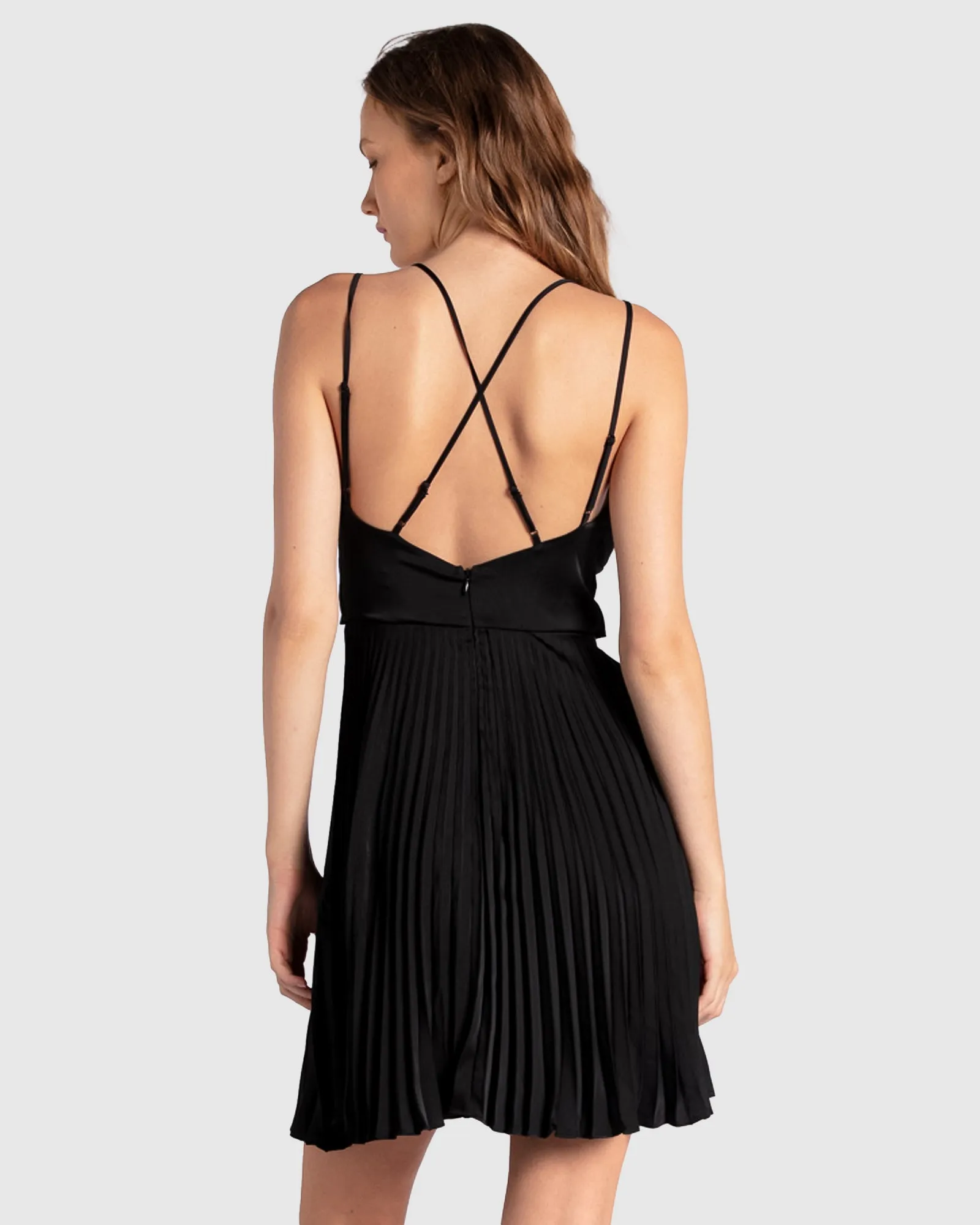 Feel It Still Lace Trim Mini Dress - Black