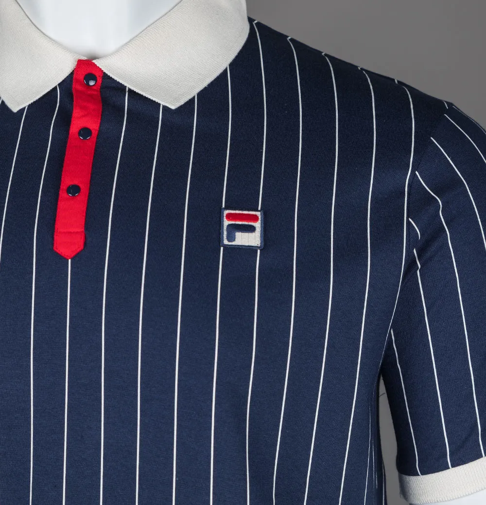Fila Vintage BB1 Classic Striped Polo Shirt Fila Navy/Gardenia/Fila Red