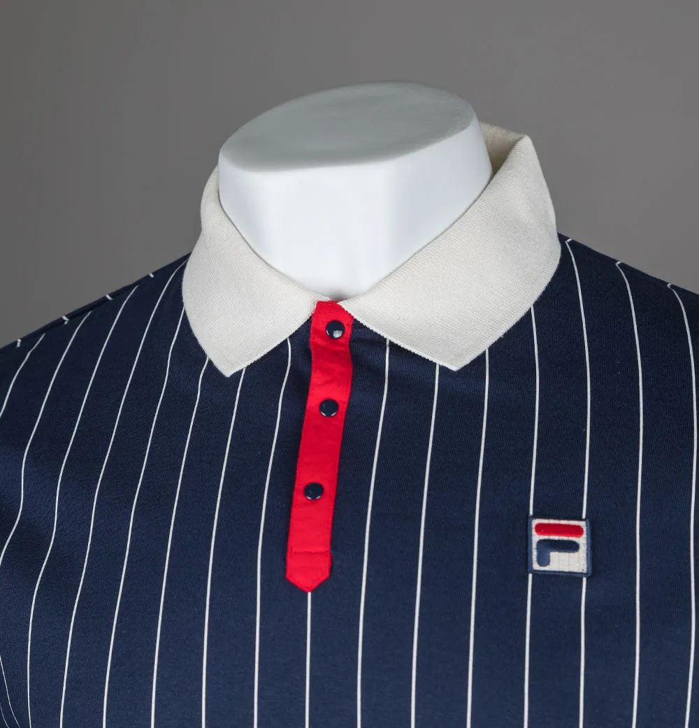 Fila Vintage BB1 Classic Striped Polo Shirt Fila Navy/Gardenia/Fila Red