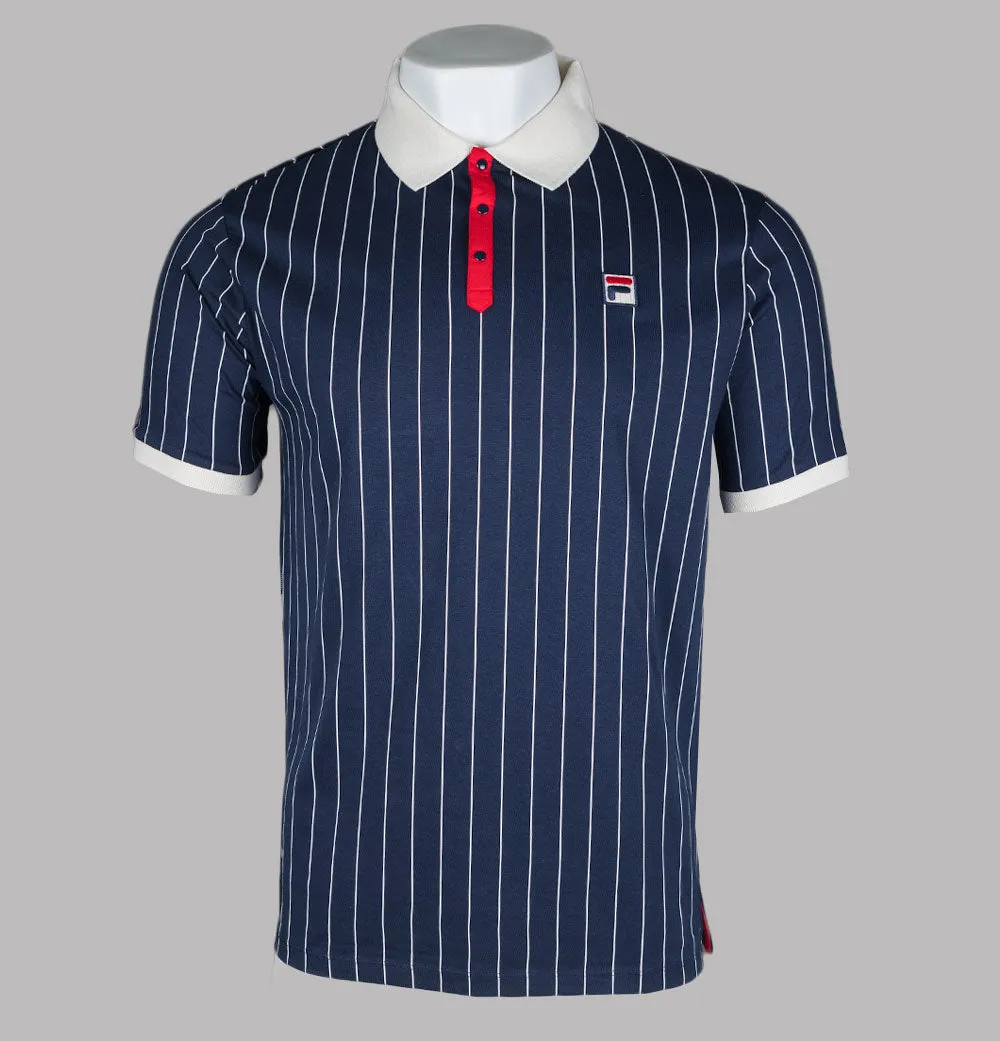 Fila Vintage BB1 Classic Striped Polo Shirt Fila Navy/Gardenia/Fila Red