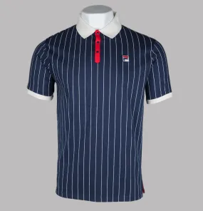 Fila Vintage BB1 Classic Striped Polo Shirt Fila Navy/Gardenia/Fila Red Fila Vintage BB1 Classic Striped Polo Shirt Fila Navy/Gardenia/Fila Red
