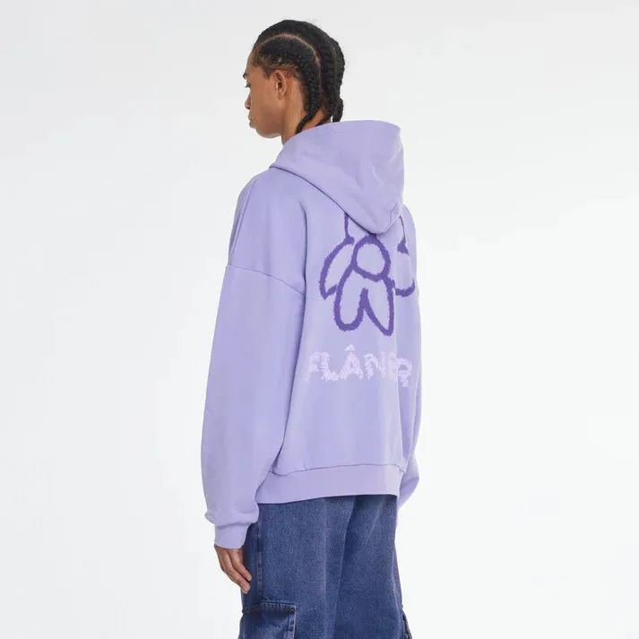Flaneur Flower Doodle Zip-up Sweater - PURPLE