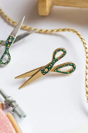 Floral Scissors Interactive Enamel Pin, Sewing Gift, Flowers Floral Scissors Interactive Enamel Pin, Sewing Gift, Flowers