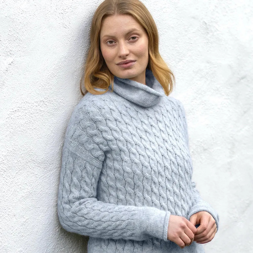 Forget Me Not, Cable Funnel Neck Sweater