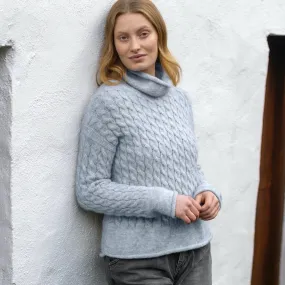 Forget Me Not, Cable Funnel Neck Sweater Forget Me Not, Cable Funnel Neck Sweater