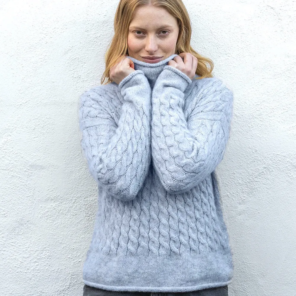 Forget Me Not, Cable Funnel Neck Sweater