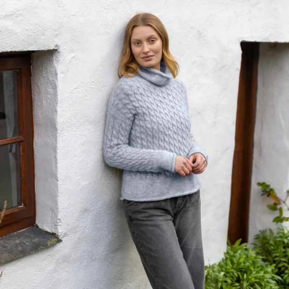 Forget Me Not, Cable Funnel Neck Sweater