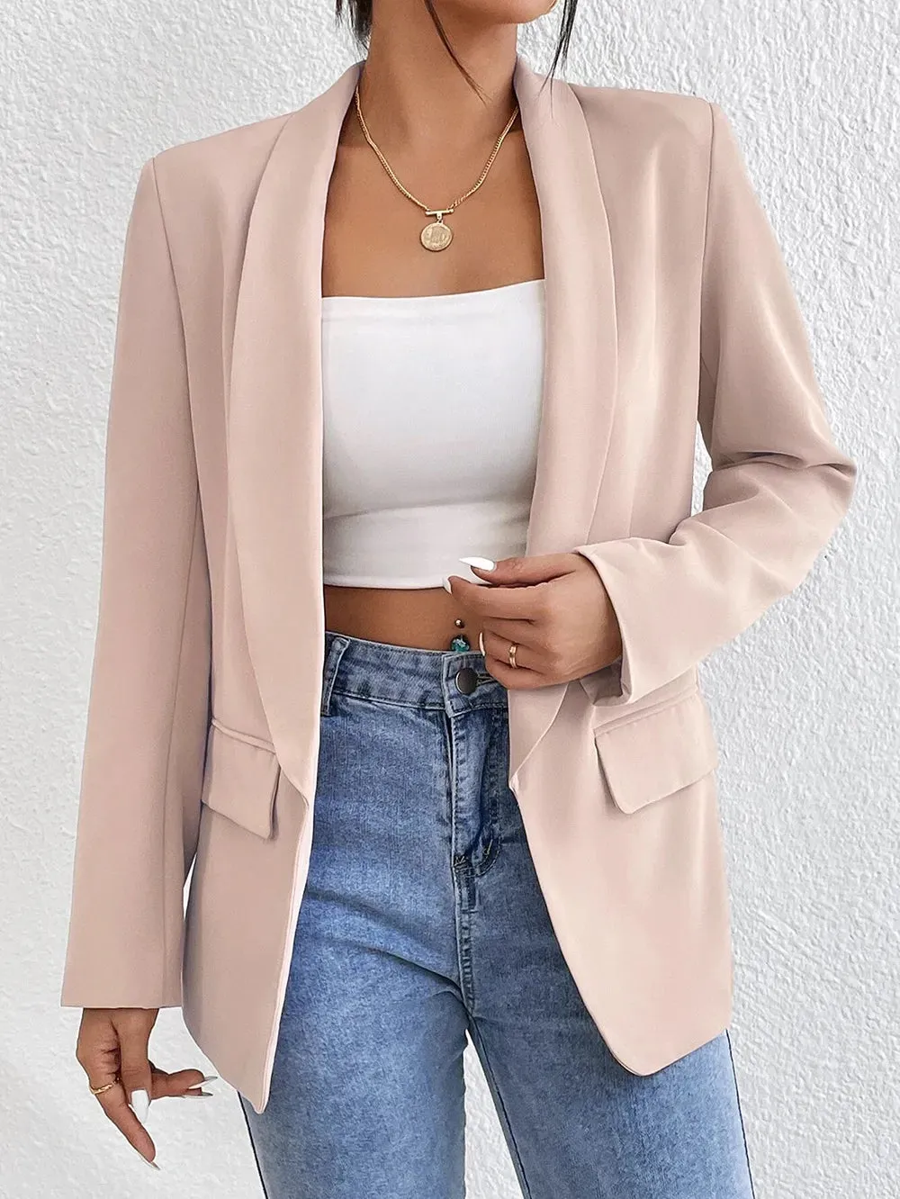 Getadme Black Women Blazer New In Fashion Korean Autumn Loose Casual Office Lady Pockets Pink Outwear Chic Elegant Woman Jacket