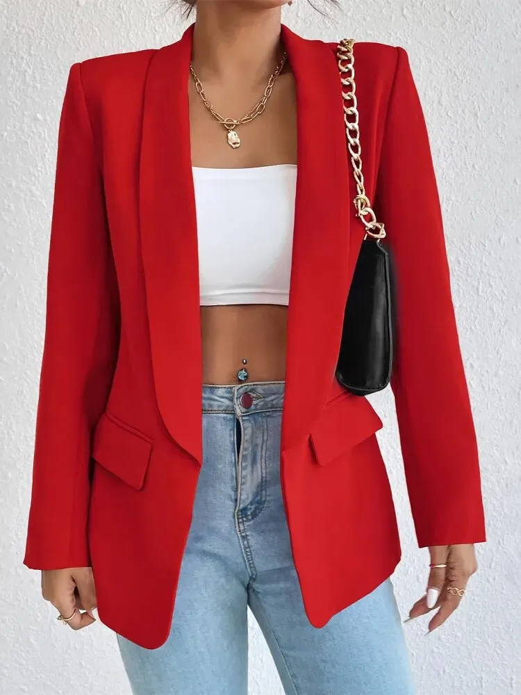 Getadme Black Women Blazer New In Fashion Korean Autumn Loose Casual Office Lady Pockets Pink Outwear Chic Elegant Woman Jacket