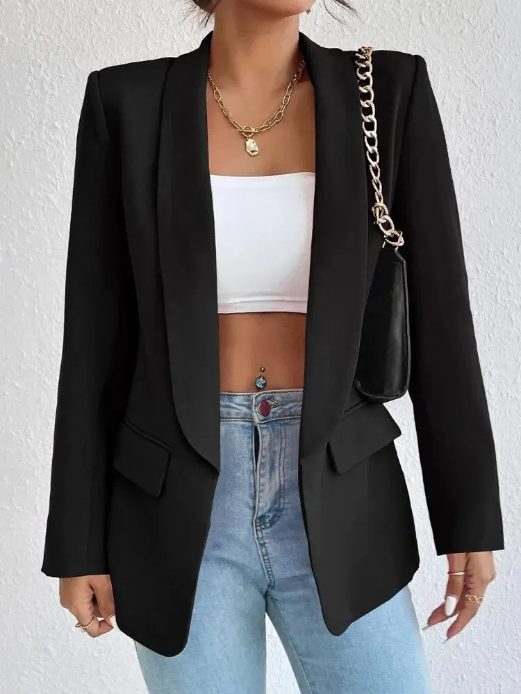 Getadme Black Women Blazer New In Fashion Korean Autumn Loose Casual Office Lady Pockets Pink Outwear Chic Elegant Woman Jacket