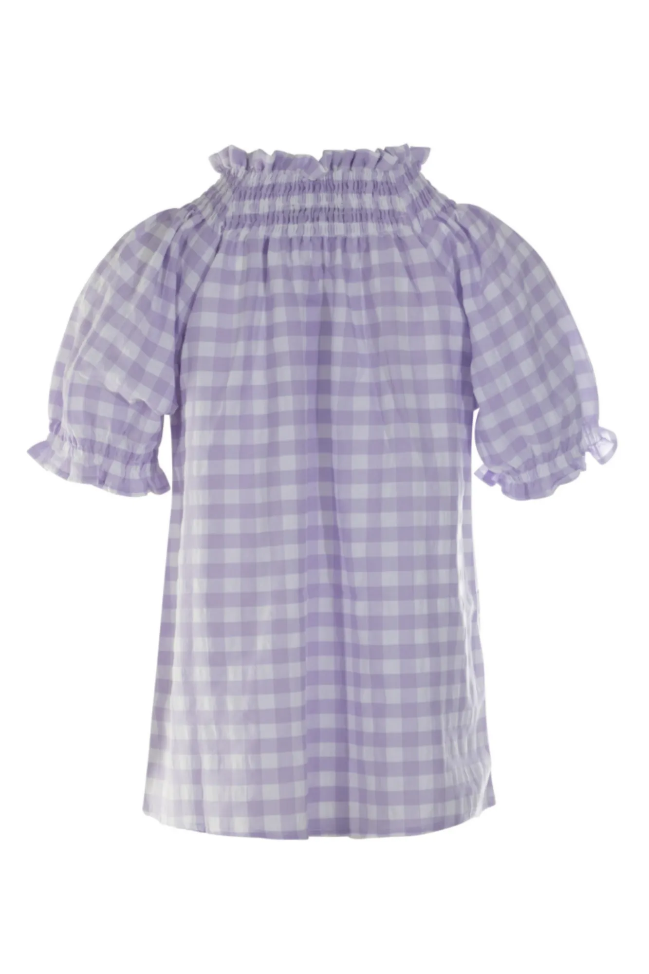 Gingham Top with frill neck | Lilac/White Big Check | 4074AR