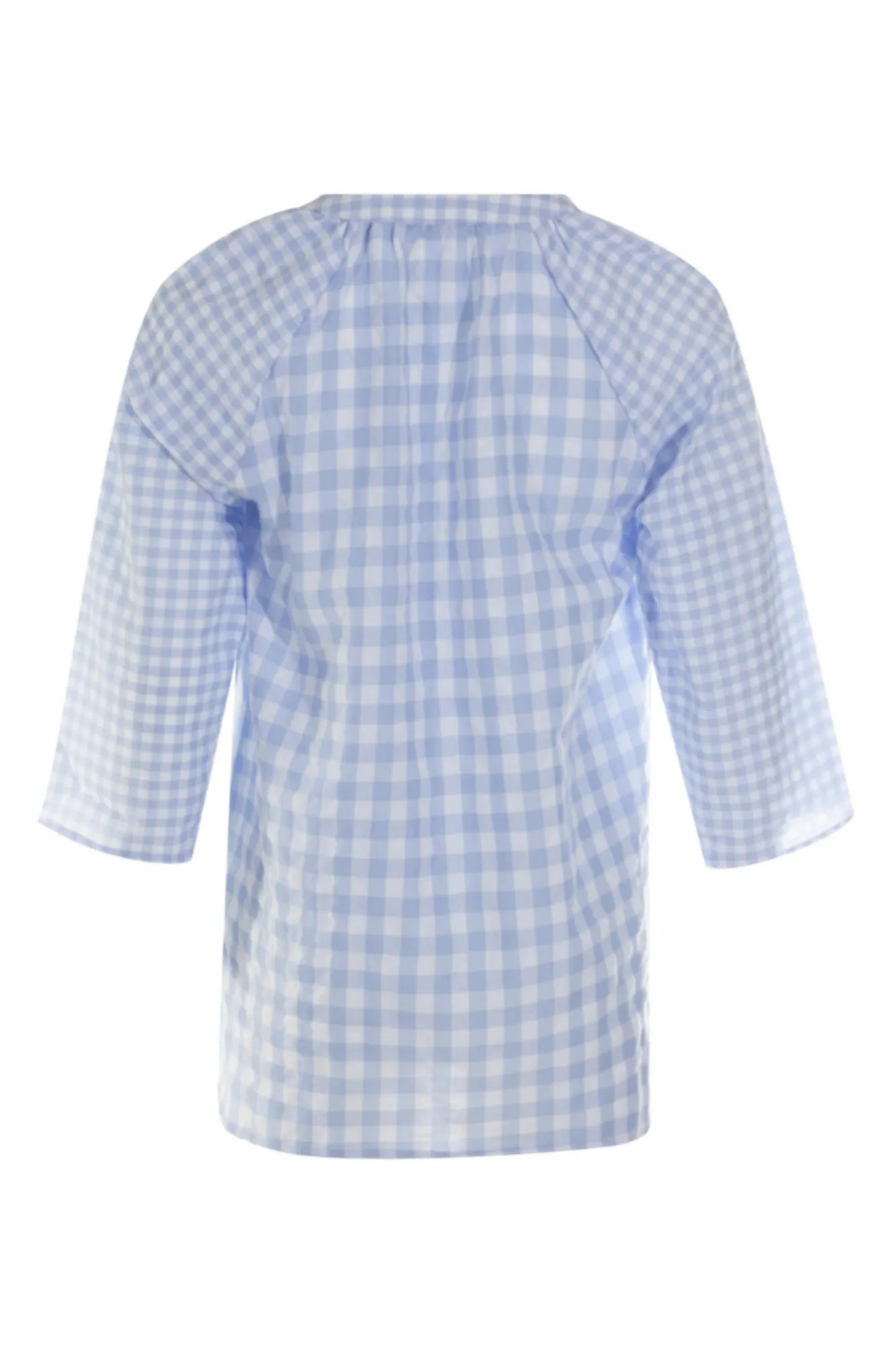 Gingham Tunic with nehru collar | SKY/WHITE | 4078AR