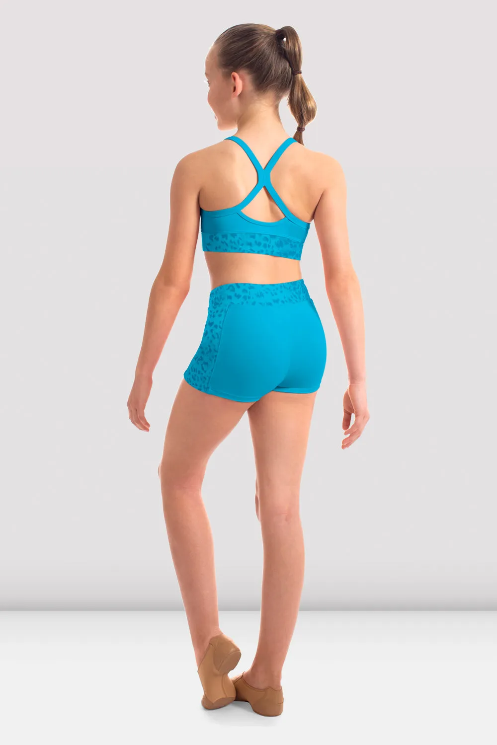 Girls Abiana Animal Print Mesh Band Crop Top