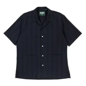 GITMAN VINTAGE BEACH SHIRT NAVY COTTON / LINEN DOBBY GITMAN VINTAGE BEACH SHIRT NAVY COTTON / LINEN DOBBY