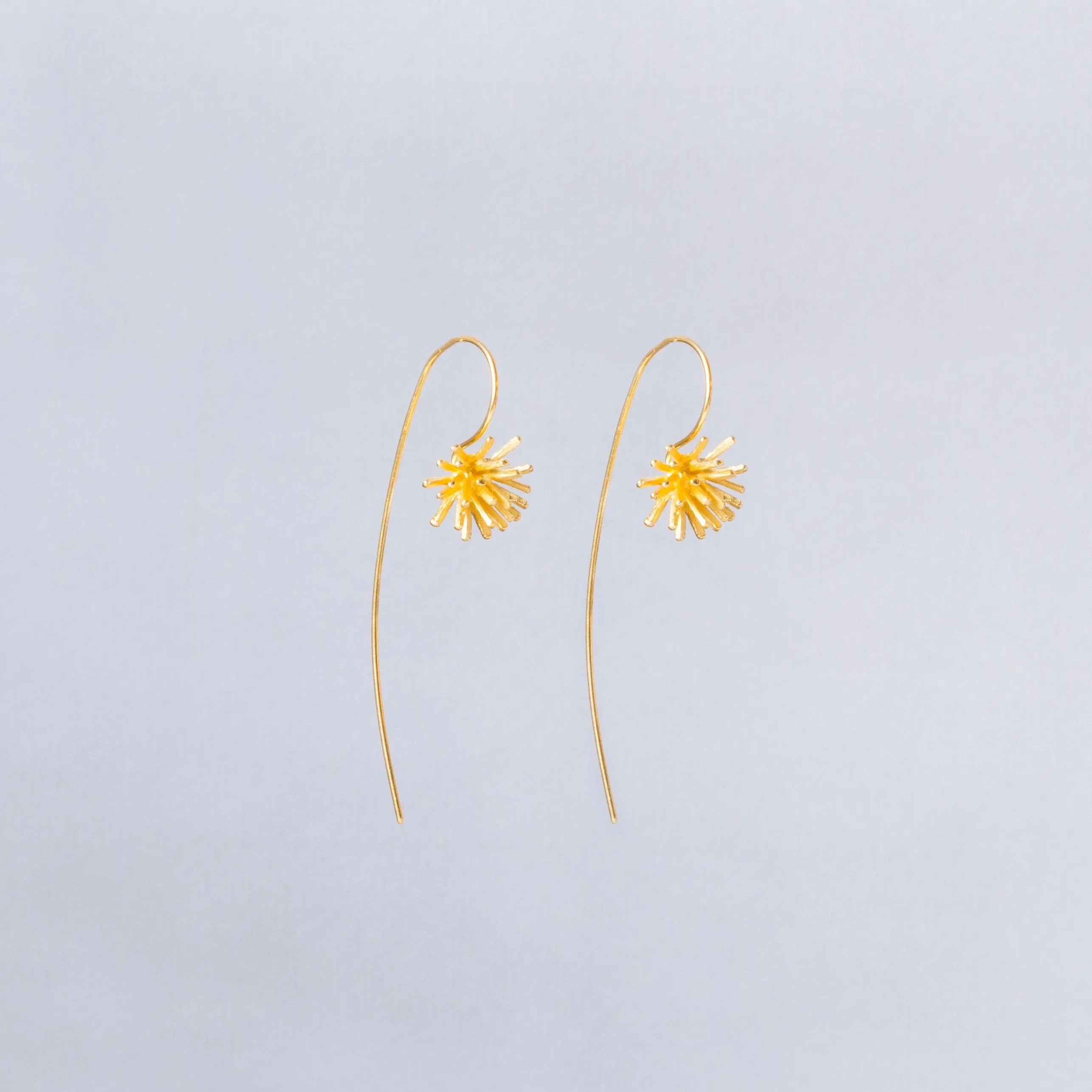 Gold Flower Long Drop Earring