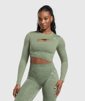 Gymshark Adapt Safari Seamless Faded Long Sleeve Top - Force Green/Faded Green Gymshark Adapt Safari Seamless Faded Long Sleeve Top - Force Green/Faded Green