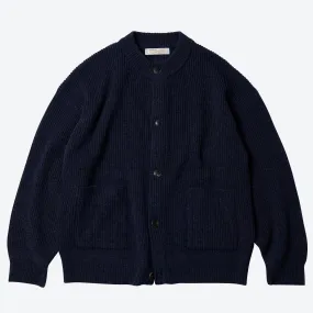 HEAVY WOOL ROUND CARDIGAN - NAVY HEAVY WOOL ROUND CARDIGAN - NAVY