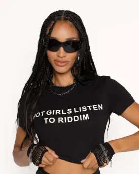 Hot Girls Listen to Riddim Cropped Tee Hot Girls Listen to Riddim Cropped Tee