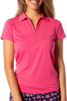 Hot Pink Short Sleeve Zip Polo Hot Pink Short Sleeve Zip Polo