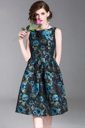 Jacquard Flower Fit and Flare Dress Jacquard Flower Fit and Flare Dress