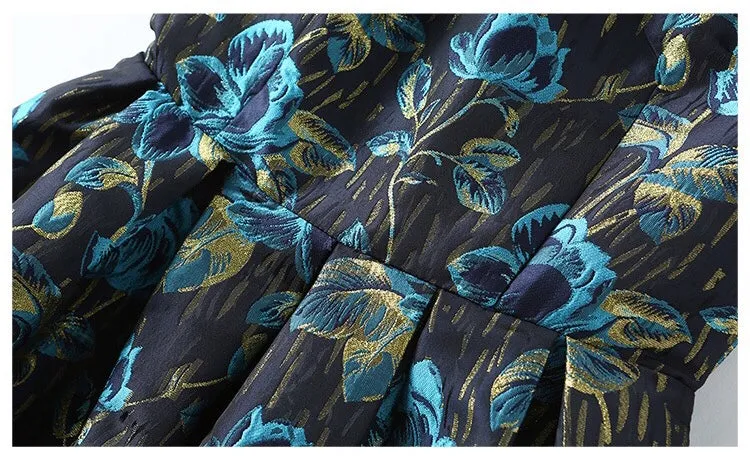 Jacquard Flower Fit and Flare Dress