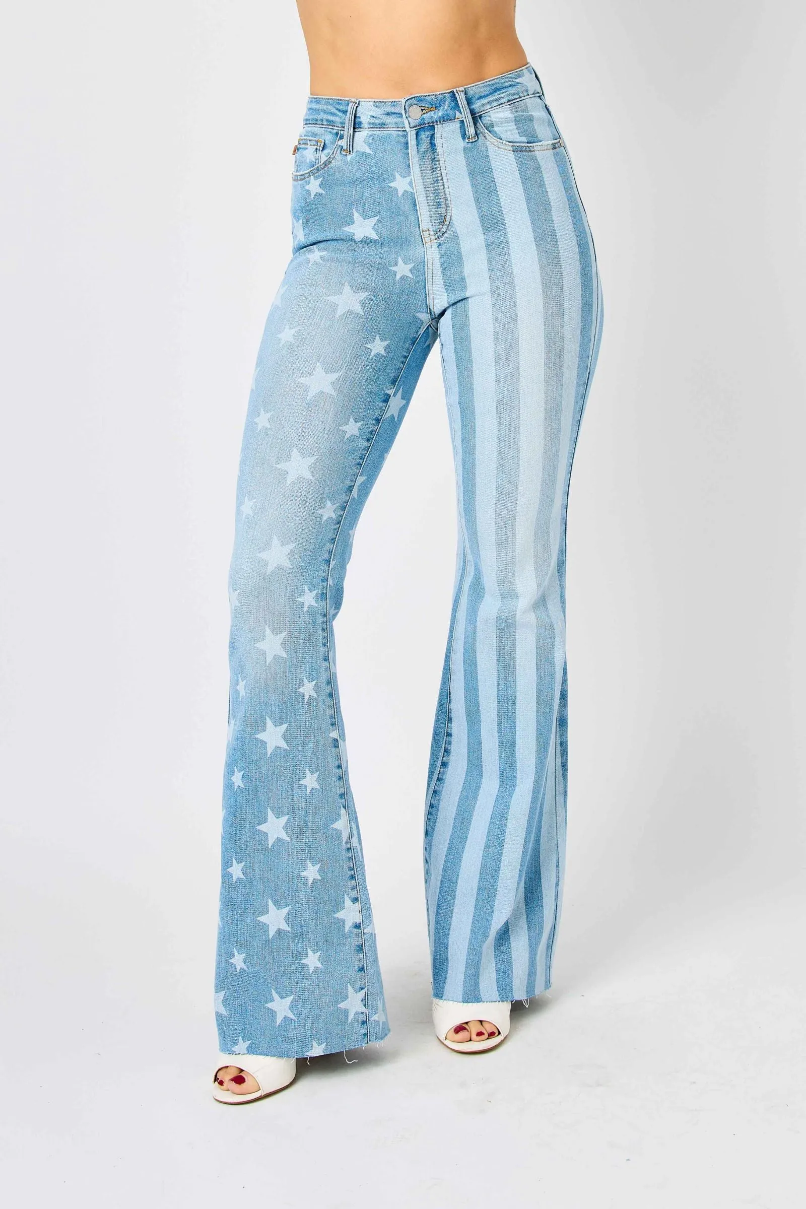 Judy Blue Reg/Plus High Waist Stars And Stripes Flare Jeans