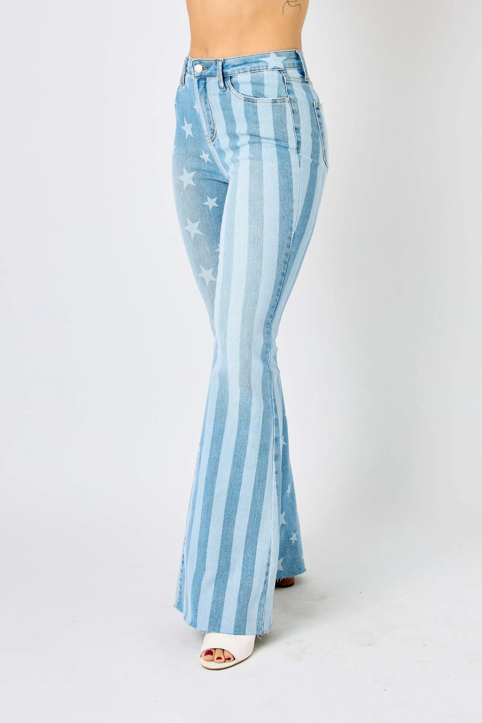Judy Blue Reg/Plus High Waist Stars And Stripes Flare Jeans