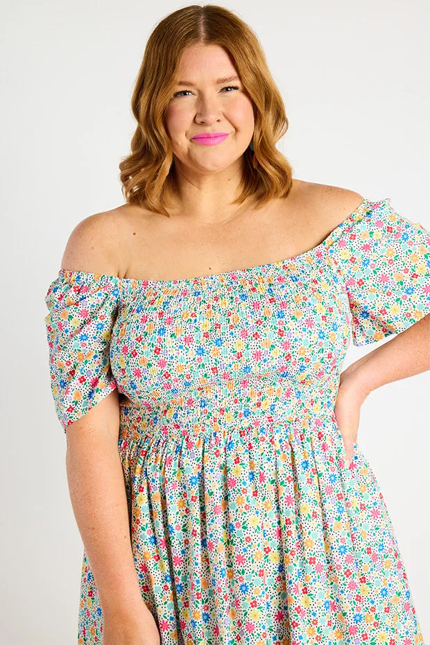 Katarina Ditsy White Dress